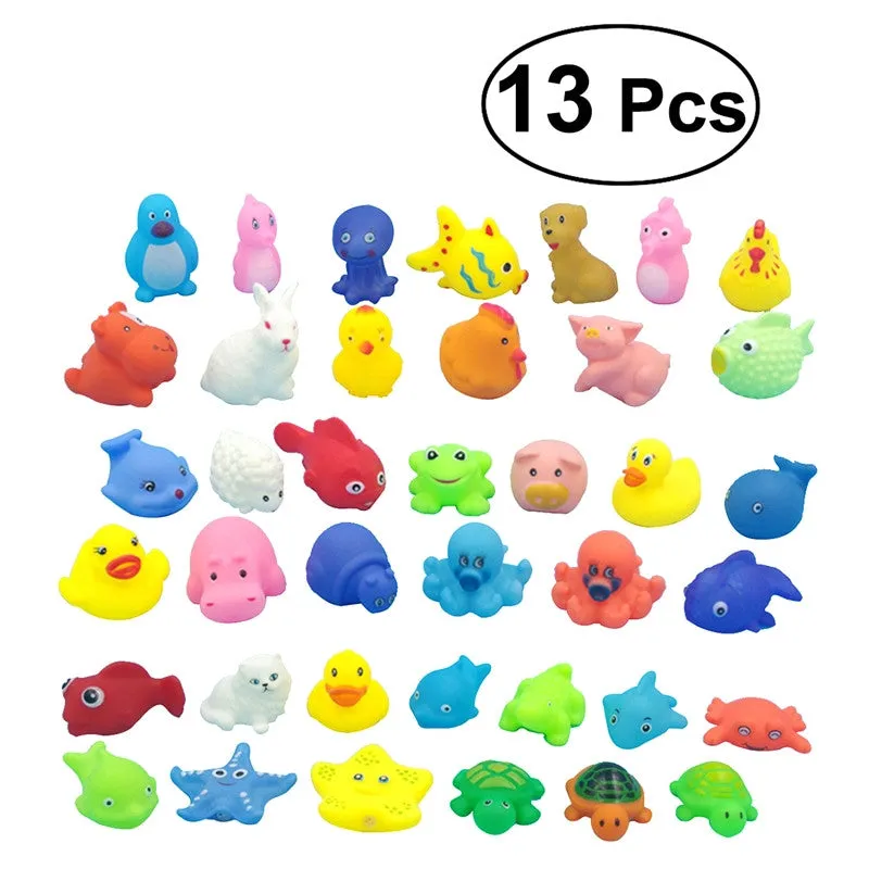 13pcs Baby Kids Bath Time Fun Sea Animals Bathtub Toys Floating Soft Bath Toys