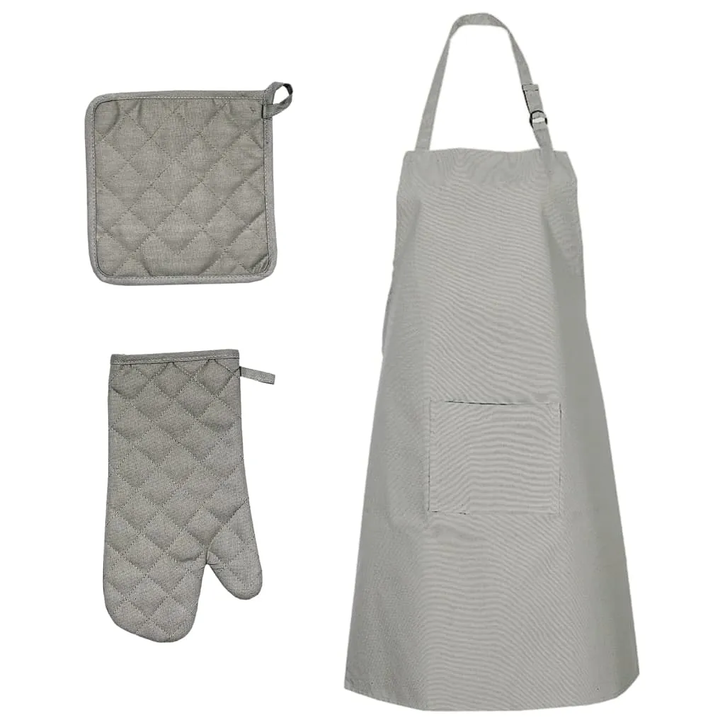 15 Piece Towel Set with Oven Gloves&Pot Holders Grey Cotton