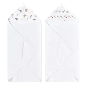 Aden   Anais - 2 Pk Essential Elephant Circus Hooded Baby Bath Towel