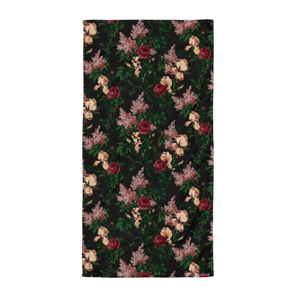 Arden Dark Bella Roses Beach & Bath Towel | Pinup Couture Home