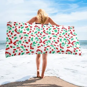 Arden White Chocolate Cherry Girl Beach & Bath Towel | Pinup Couture Home