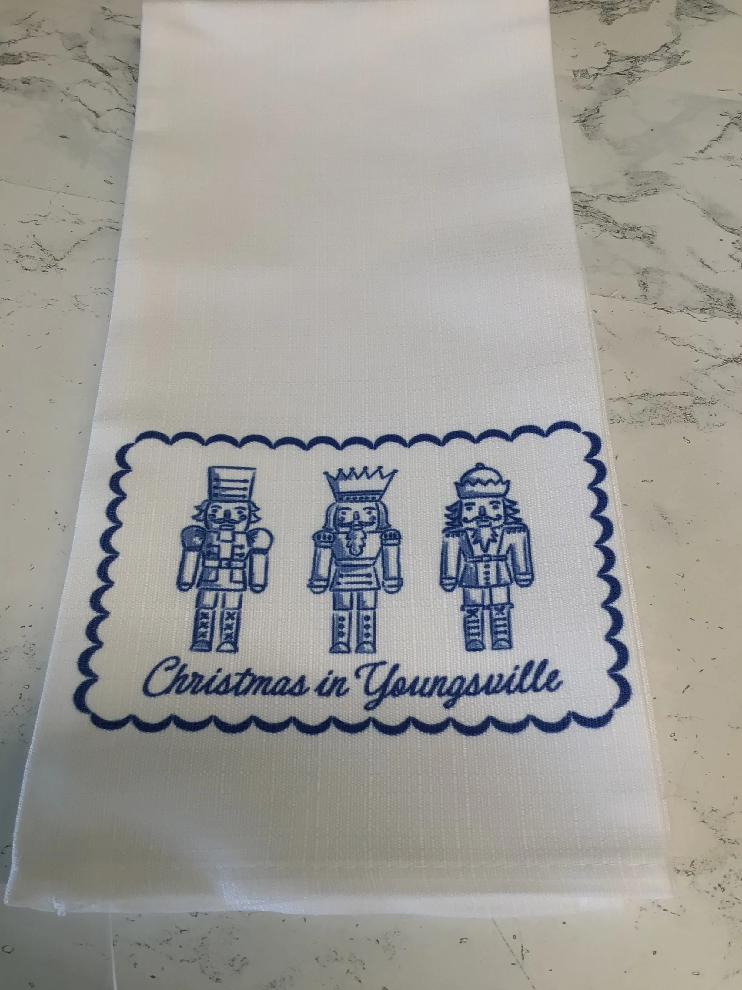 Blue Chinoiserie Nutcracker Hand Towel - Christmas In Youngsville