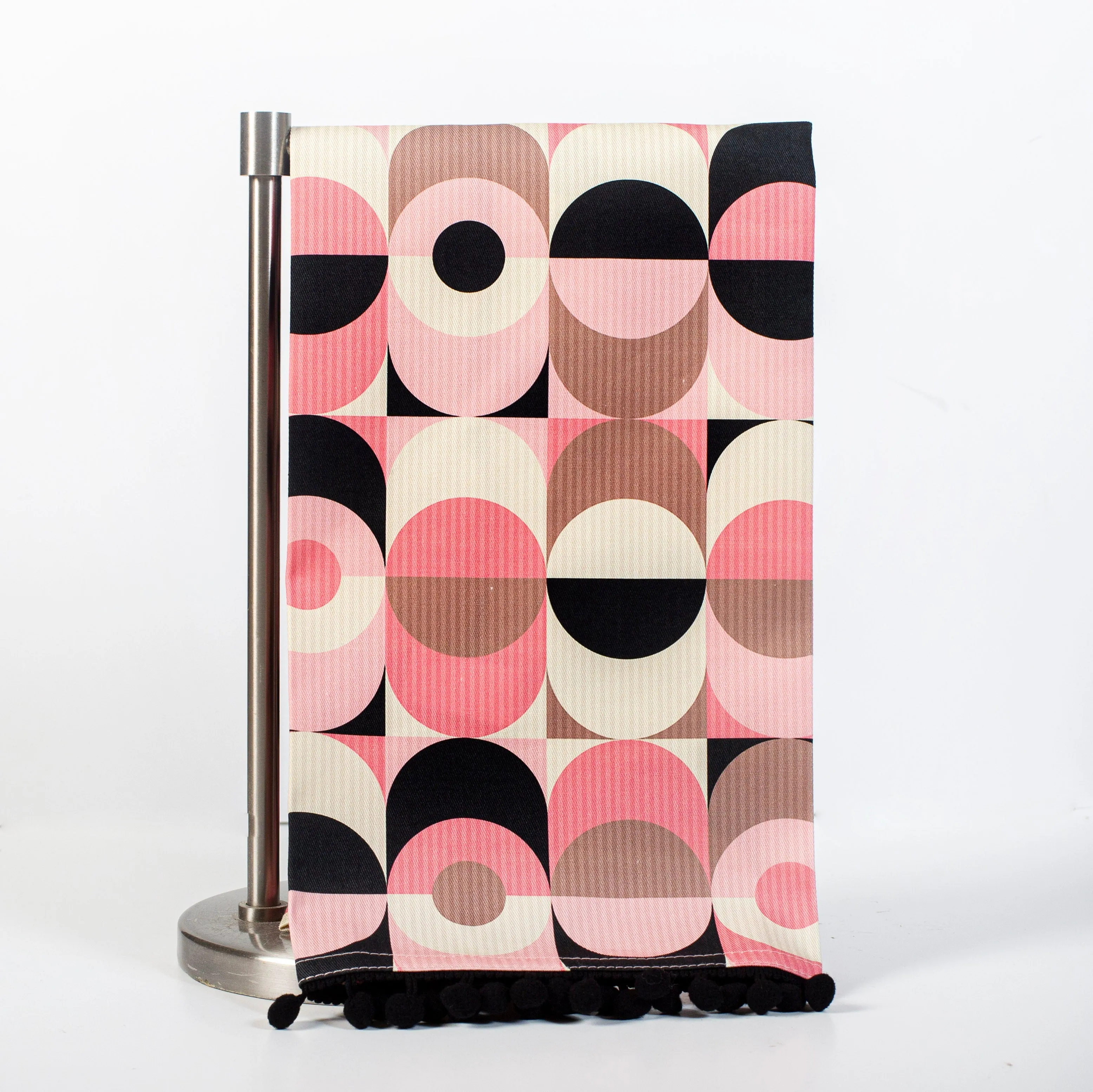 Circle in Oval Pink Geometric Mid Century Modern Kitchen Bar Tea Towel