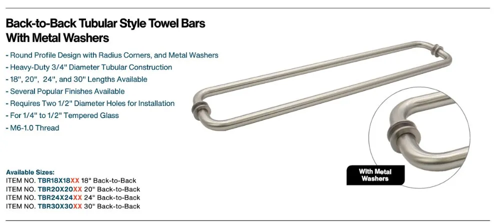 FHC Back-To-Back Towel Bar W/Washer