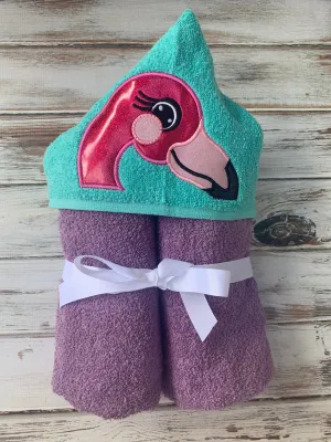 Flamingo hooded towel