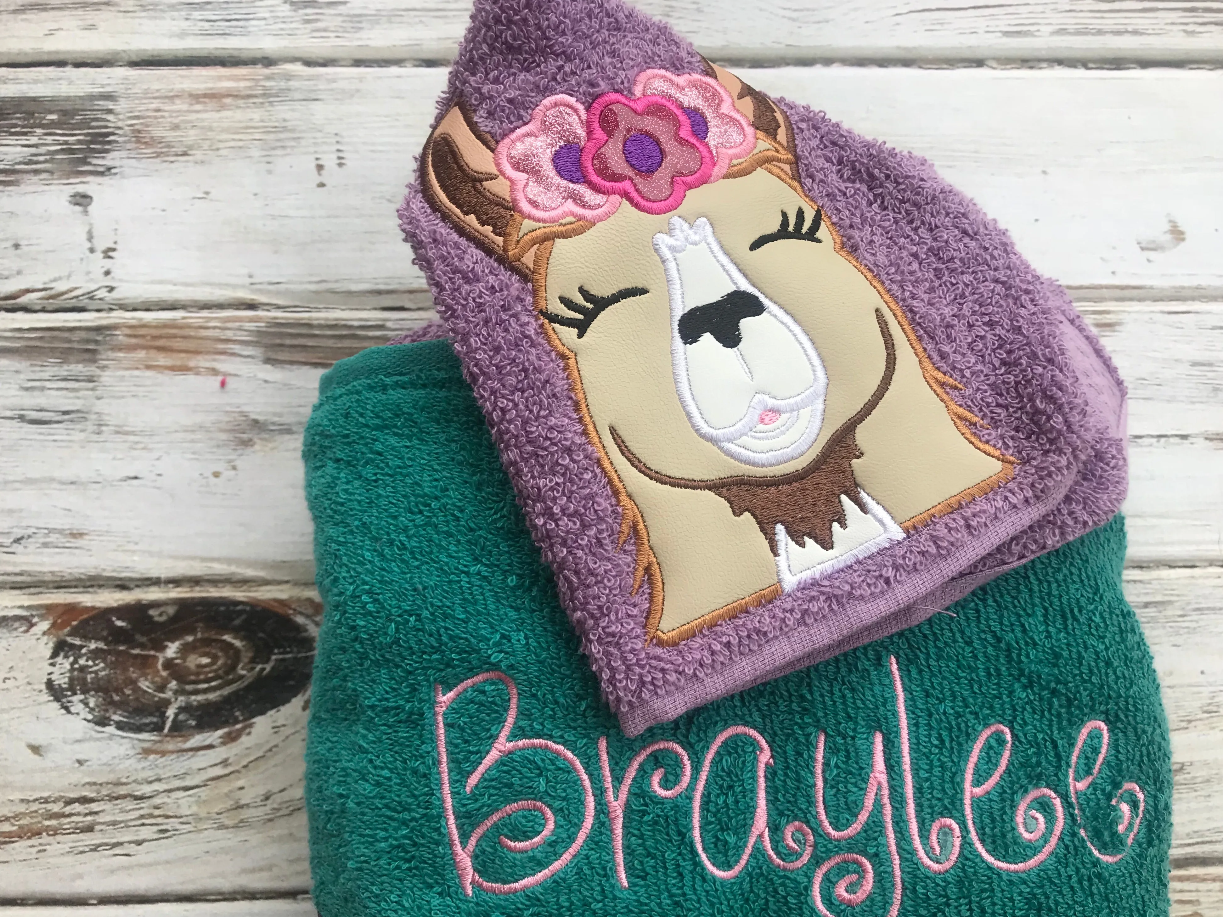 Girl Llama Hooded Towel