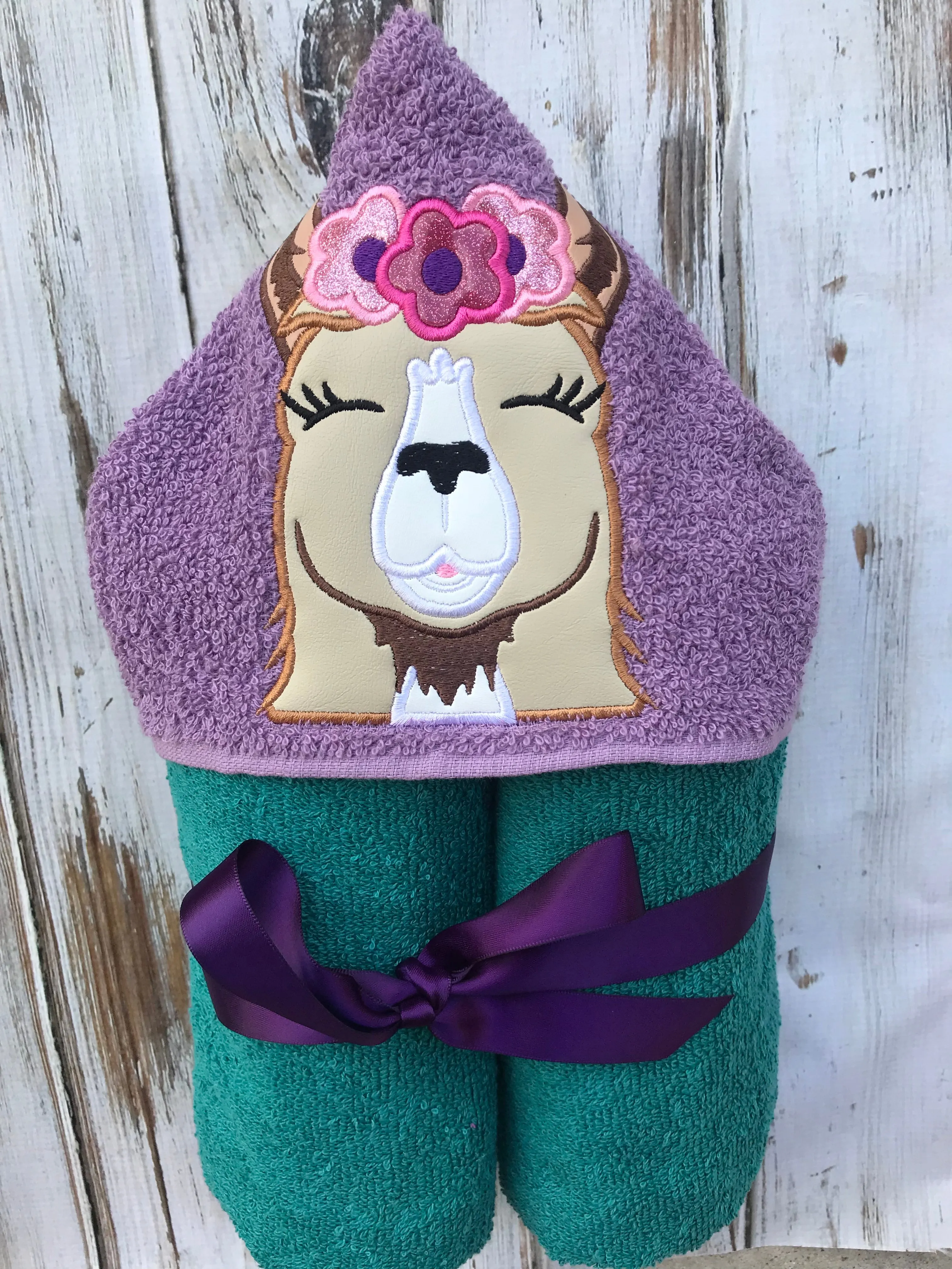 Girl Llama Hooded Towel