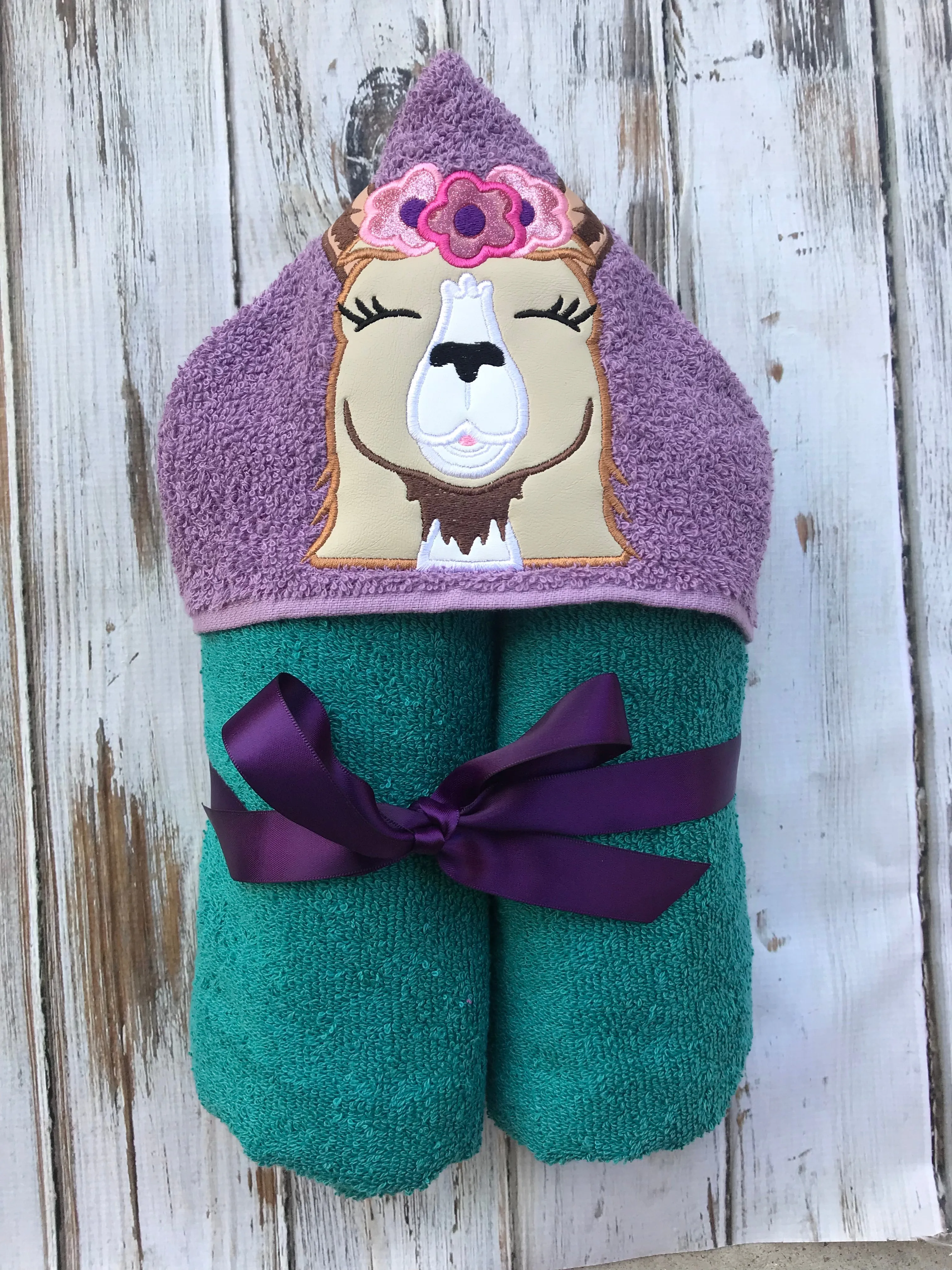 Girl Llama Hooded Towel