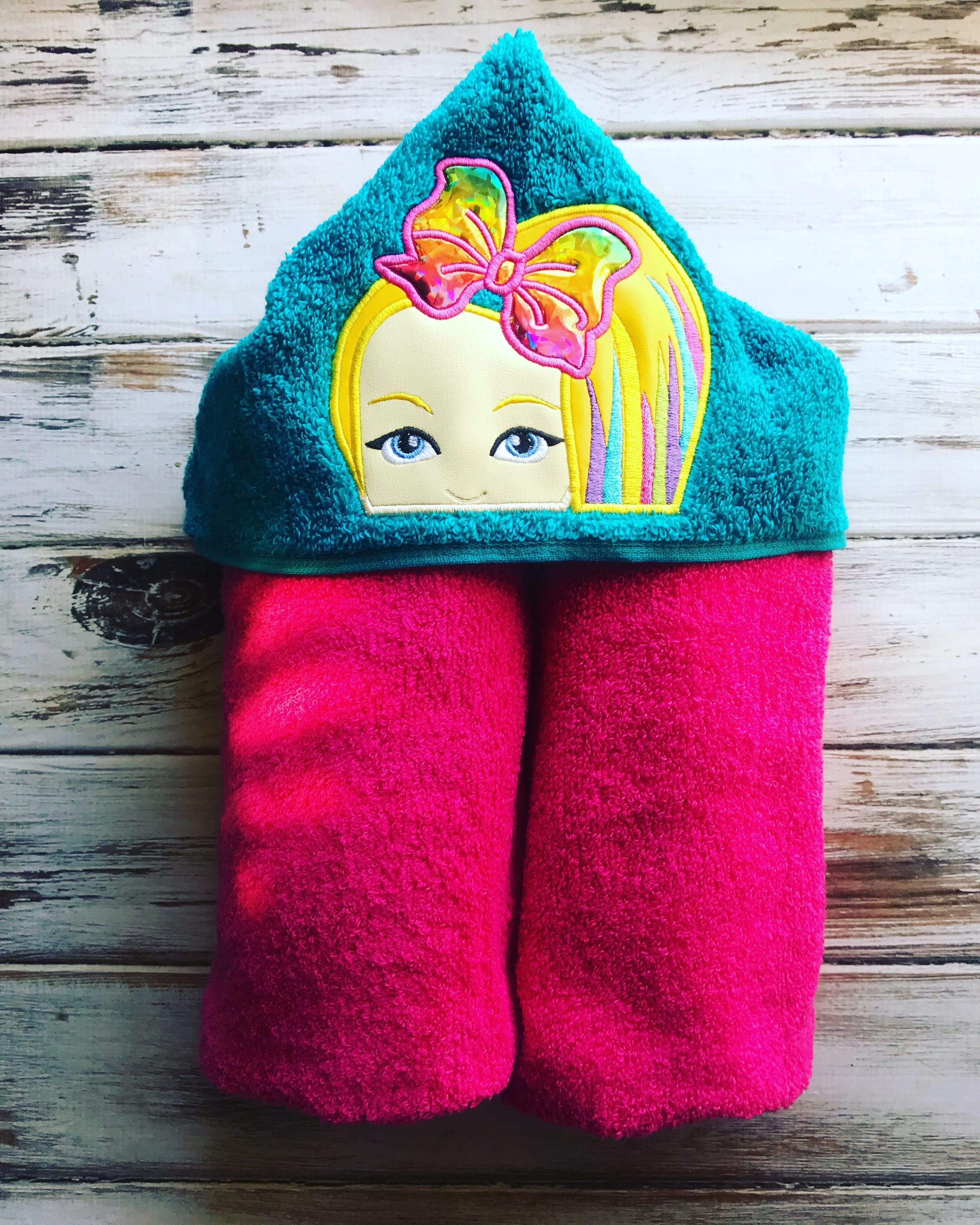 Girl with a Bow hooded towel