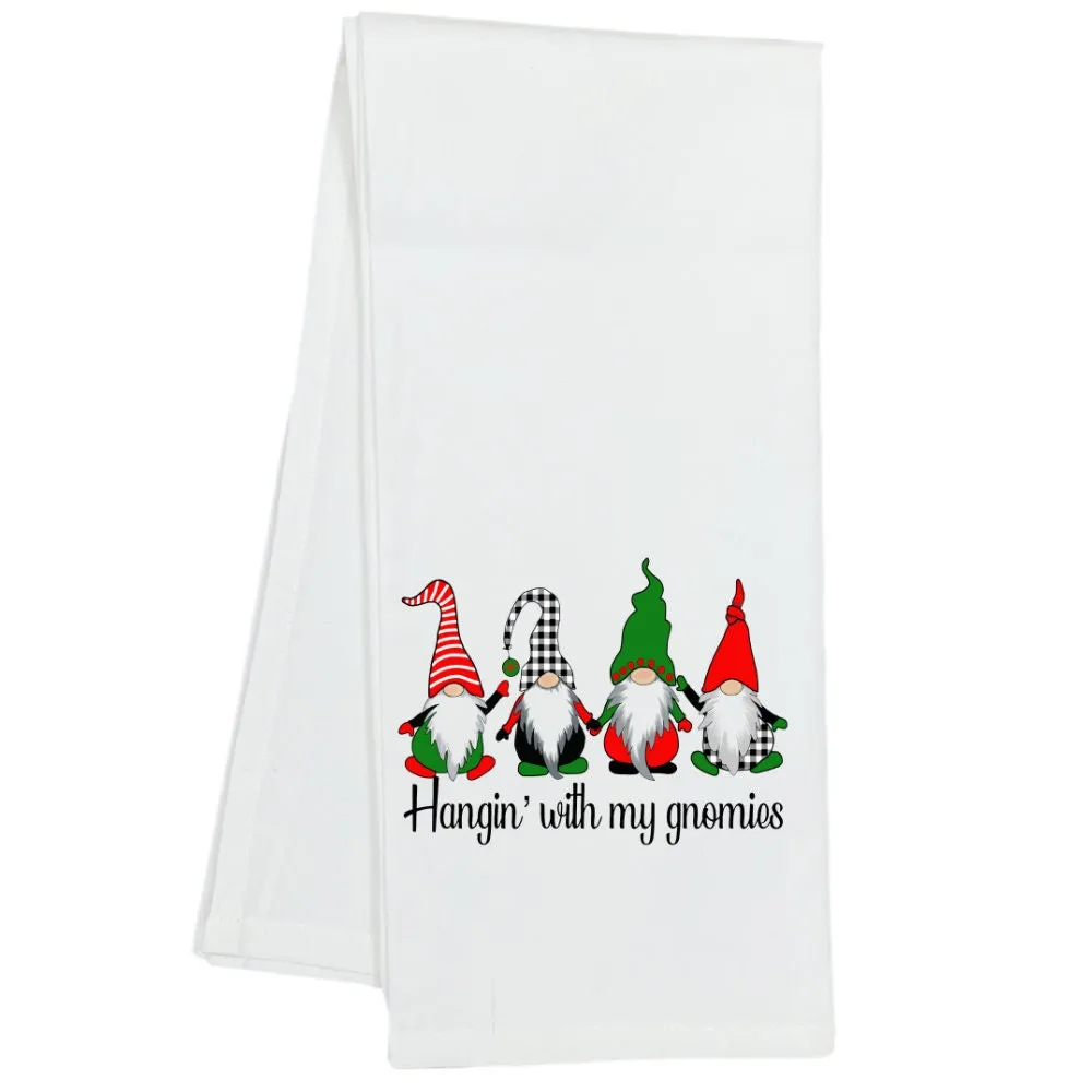 Hangin With My Gnomies Christmas Gnomes Kitchen Dis Towel, Funny Sayings, Gnome Towel, Housewarming, Christmas party gift, Hostess Gift