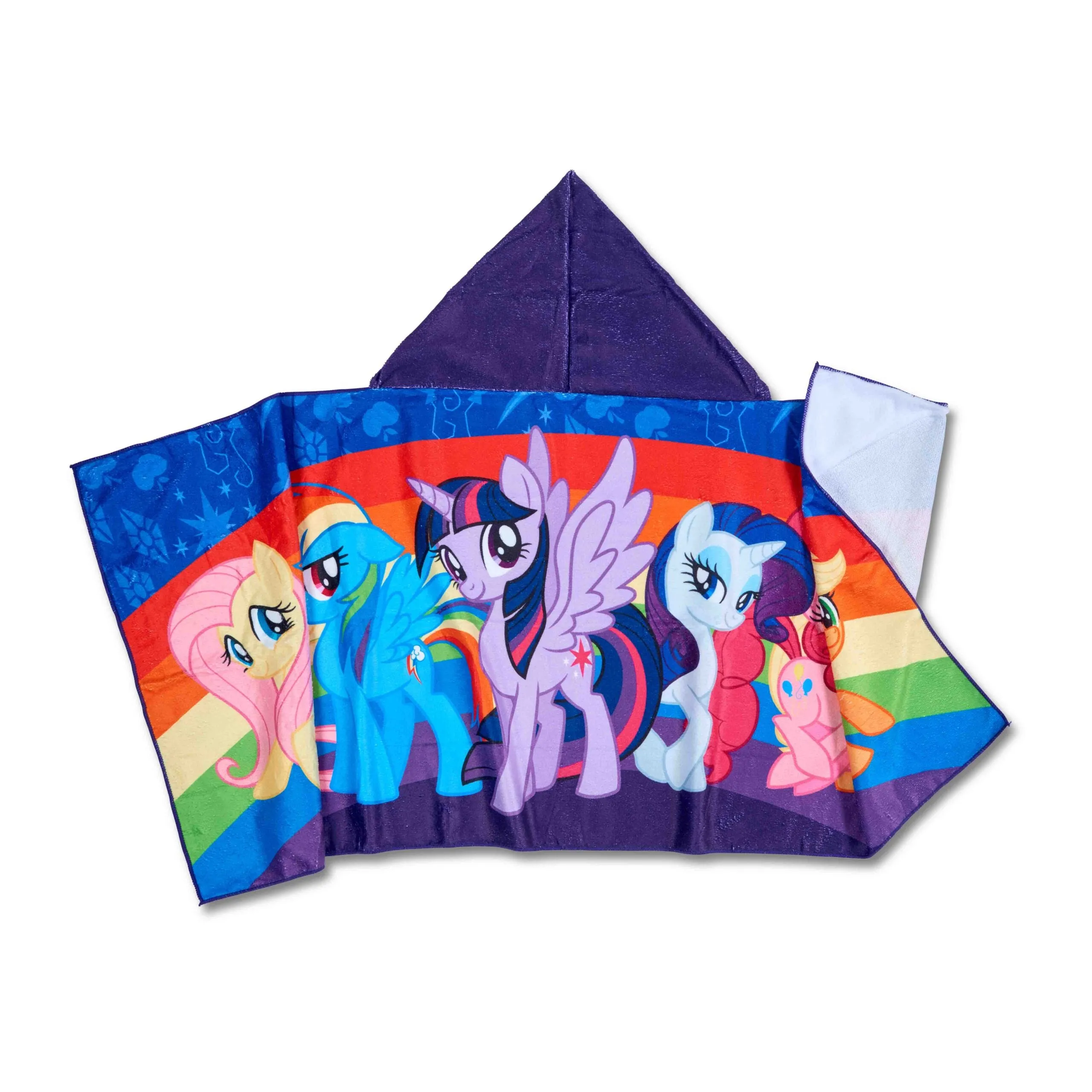 Hasbro My Little Pony Wrapped In Rainbows Hooded Youth Beach Towel 21x51 Inches