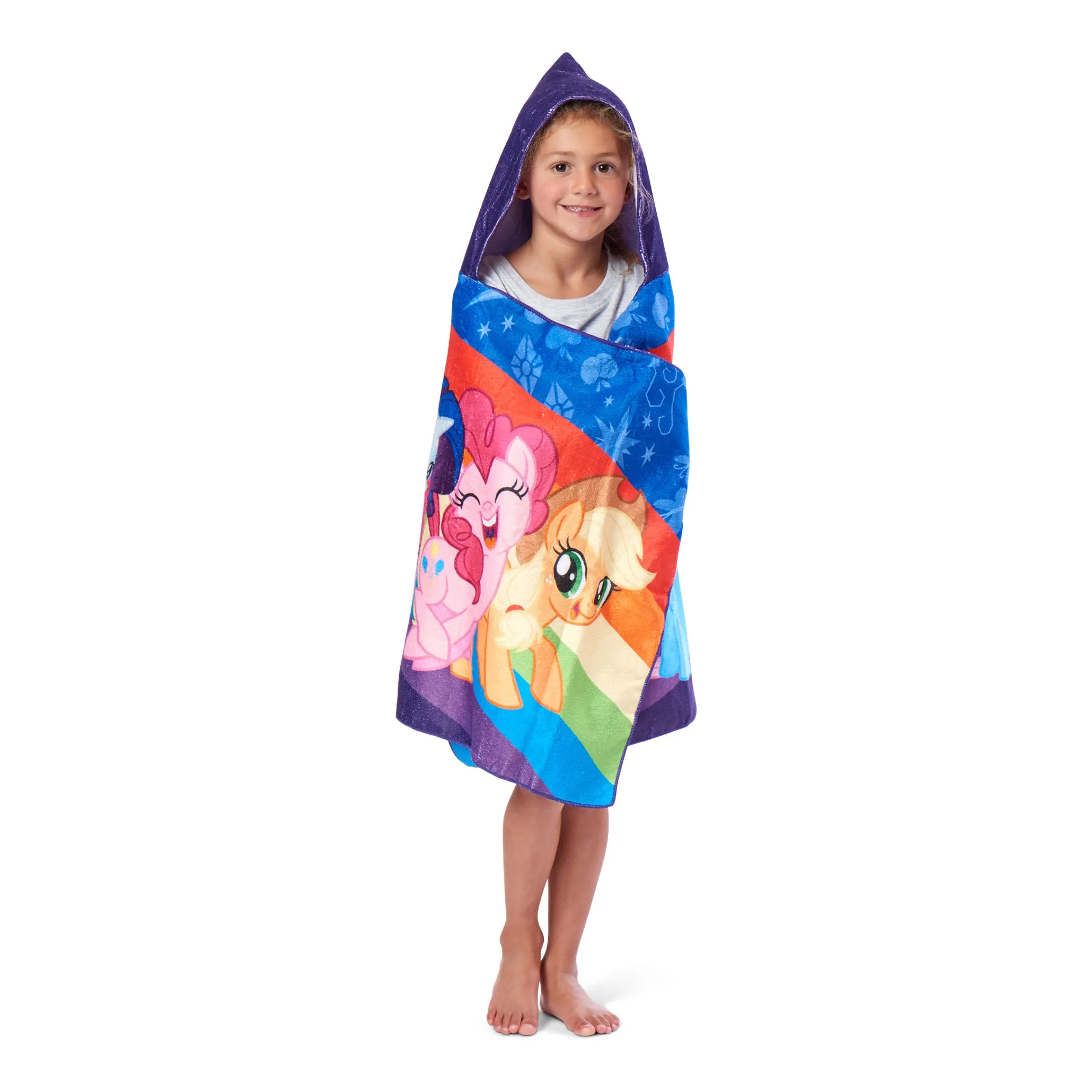 Hasbro My Little Pony Wrapped In Rainbows Hooded Youth Beach Towel 21x51 Inches