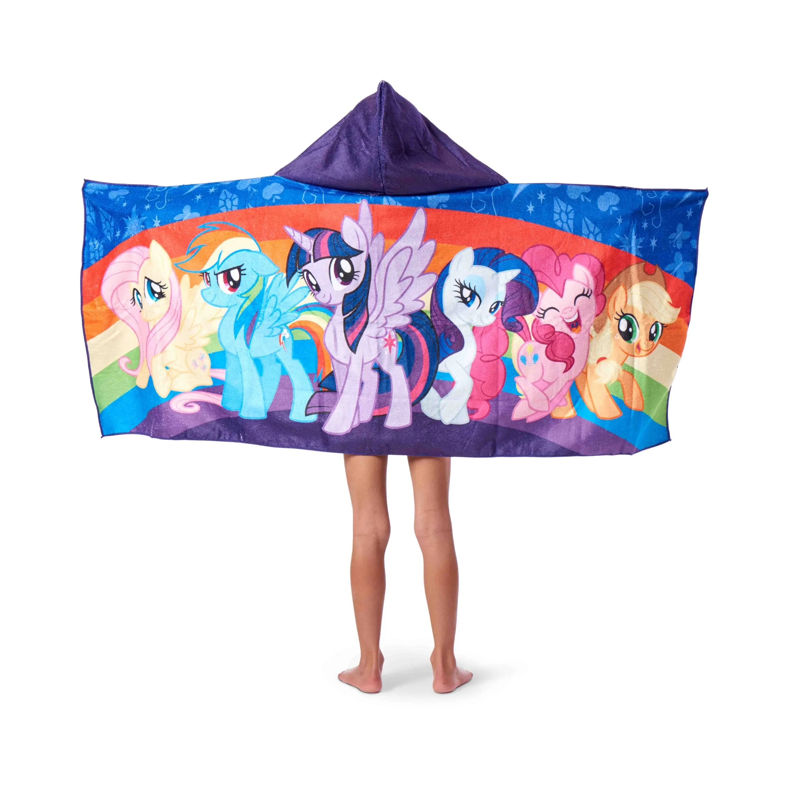 Hasbro My Little Pony Wrapped In Rainbows Hooded Youth Beach Towel 21x51 Inches