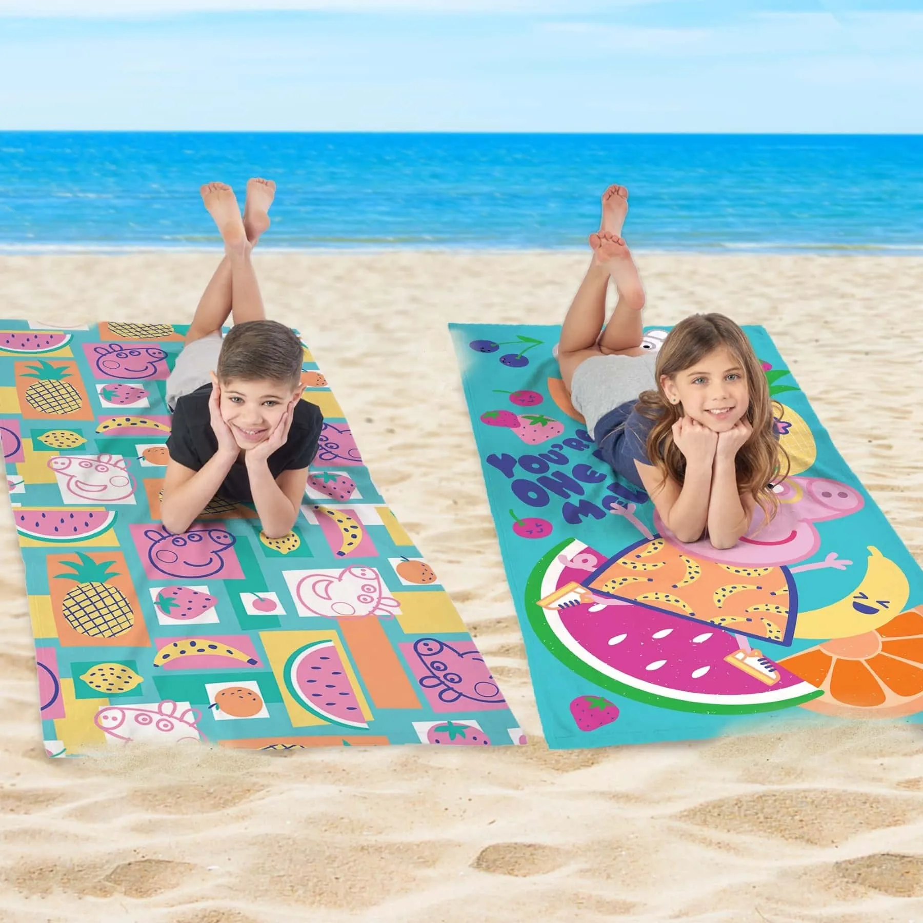 Hasbro Peppa Pig Fruit Salad   One In A Melon Beach Towel 2 Pack 30x60 Inches