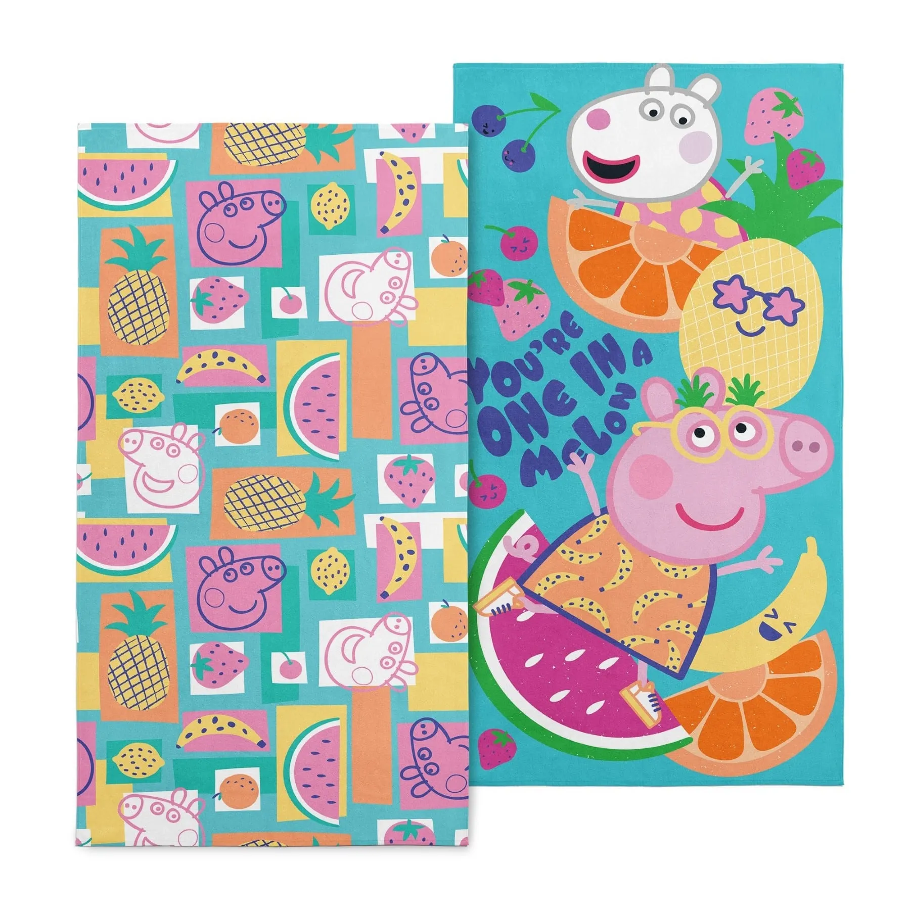 Hasbro Peppa Pig Fruit Salad   One In A Melon Beach Towel 2 Pack 30x60 Inches