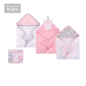 Hudson Baby Knit Terry Hooded Towel Set 3 Piece Pink Unicorn 57898