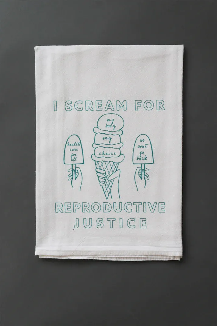 Ice Cream for Reproductive Justice Tea Towel by Overseasoned