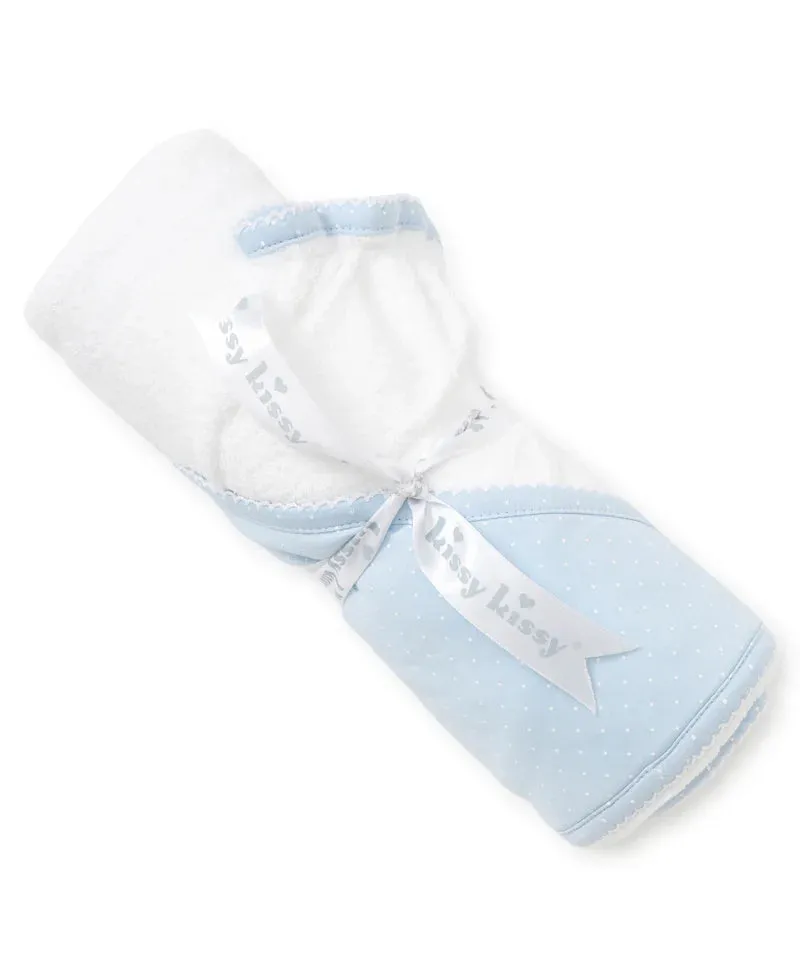 Kissy Dots Towel With Mitt (Light Blue/White)