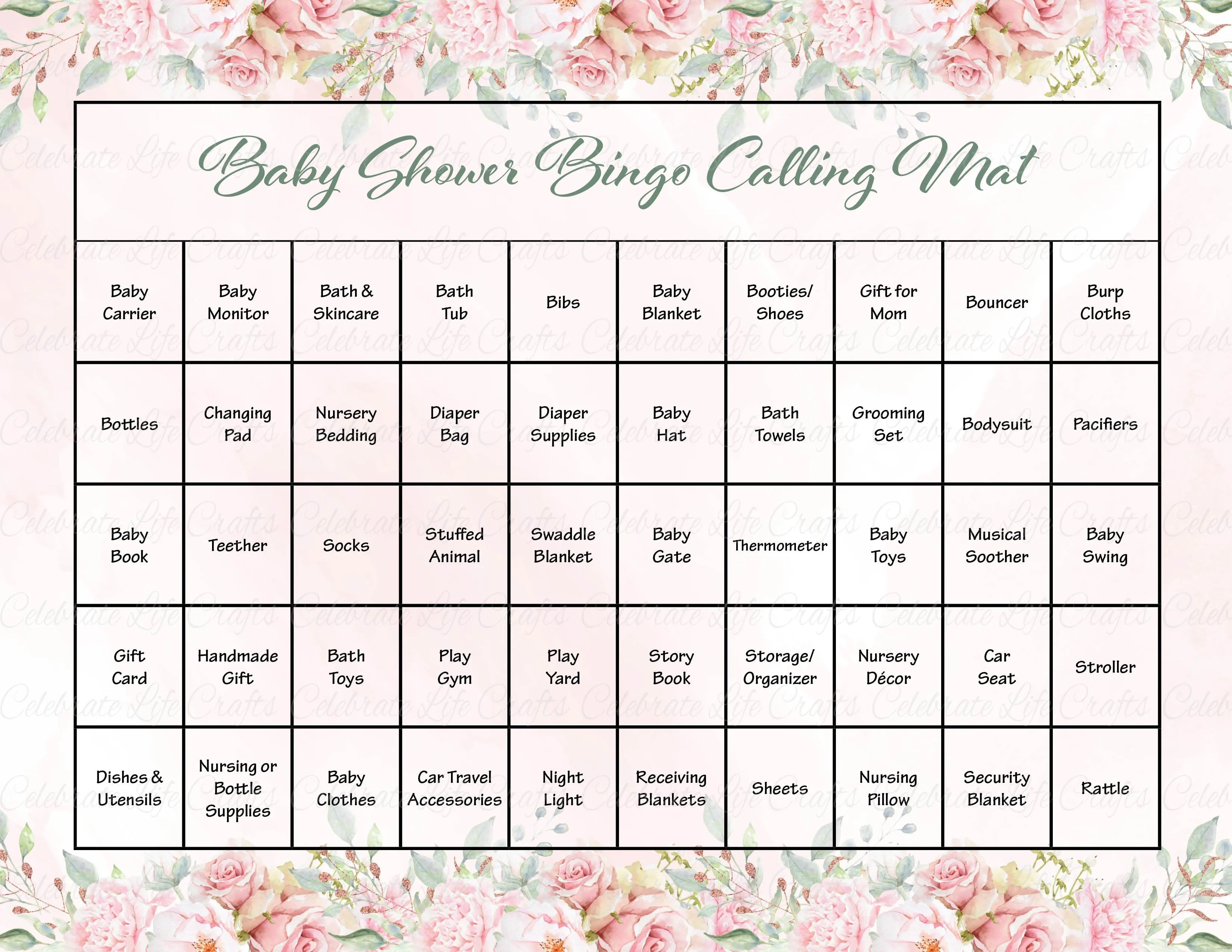 Llama Baby Shower - Baby Bingo Cards - Printable Download - Baby Shower Game for Girl - Pink Floral Llama B42001