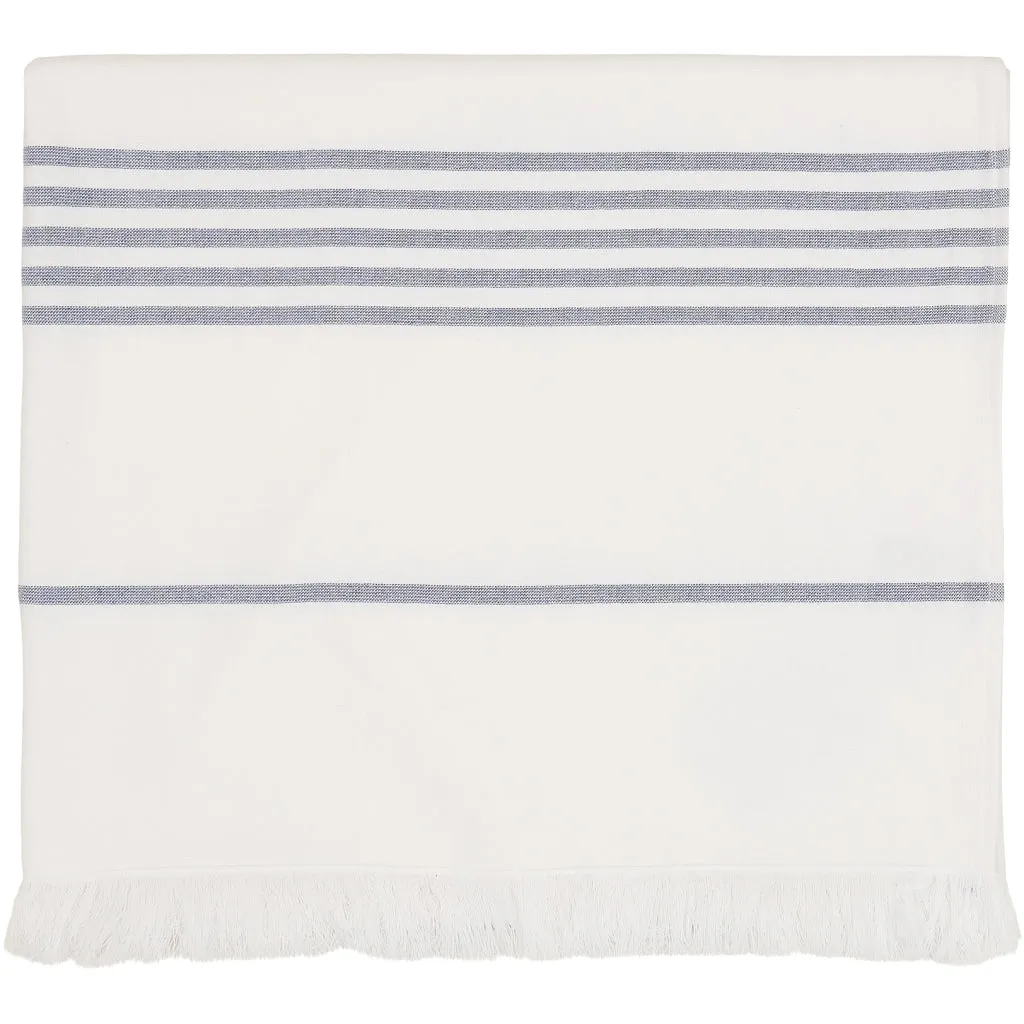 Long Beach Towel - White/Dark Navy