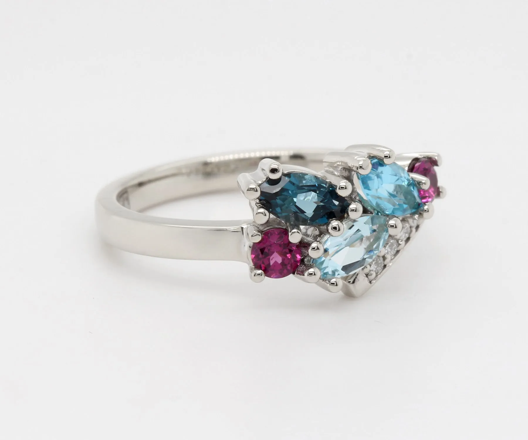 Marquise Topaz Rhodolite Garnet Bypass Ring