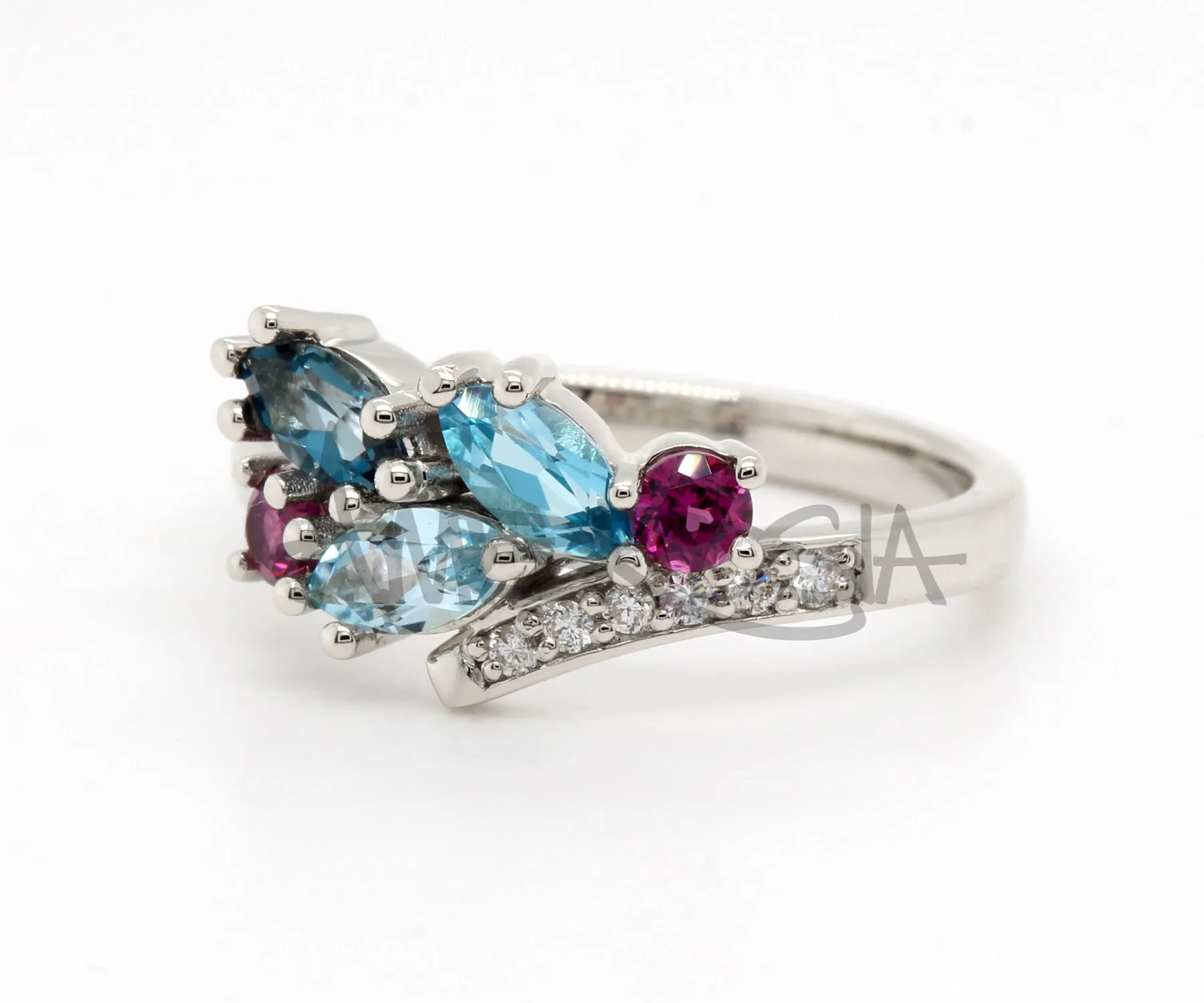 Marquise Topaz Rhodolite Garnet Bypass Ring