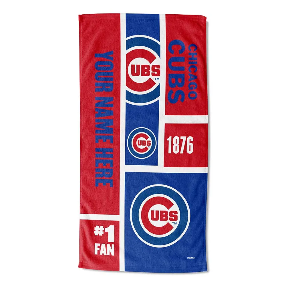 MLB Chicago Cubs Colorblock Personalized Beach Towel 30x60 Inches