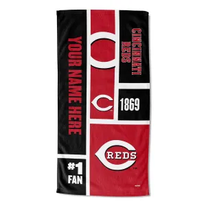 MLB Cincinnati Reds Colorblock Personalized Beach Towel 30x60 Inches