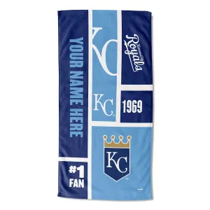 MLB Kansas City Royals Colorblock Personalized Beach Towel 30x60 Inches