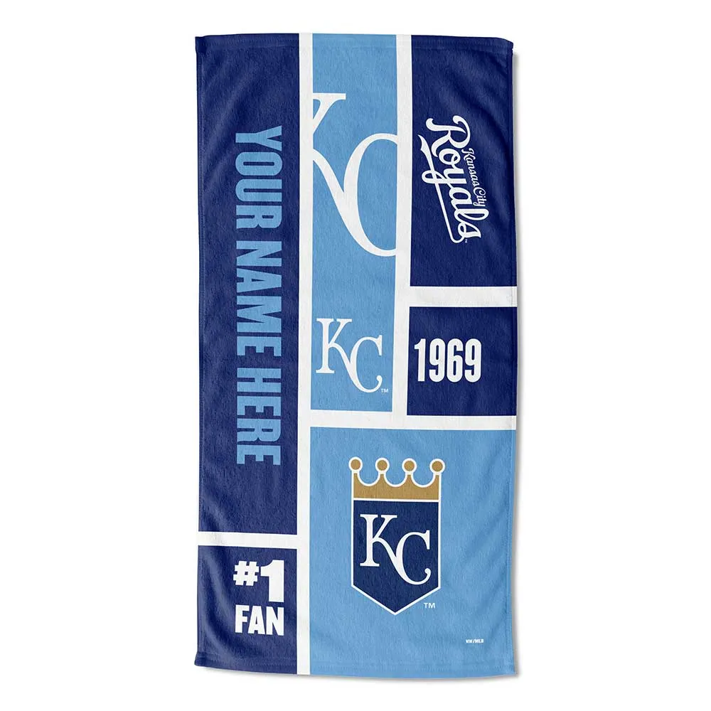 MLB Kansas City Royals Colorblock Personalized Beach Towel 30x60 Inches