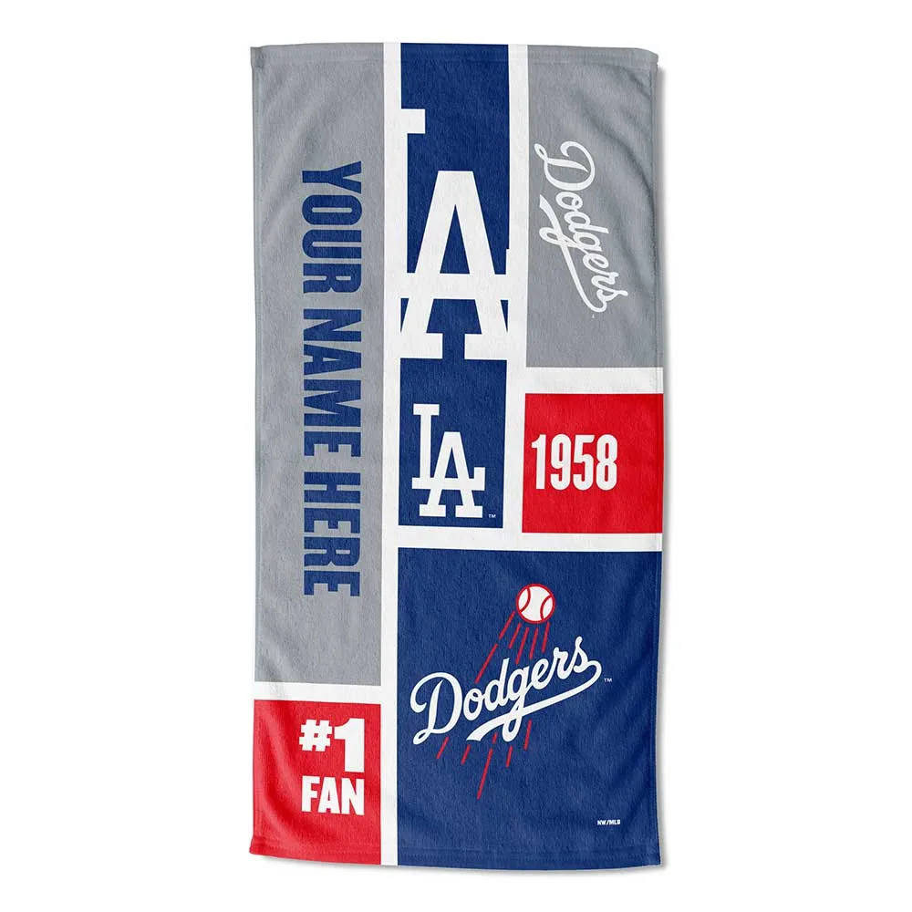 MLB Los Angeles Dodgers Colorblock Personalized Beach Towel 30x60 Inches