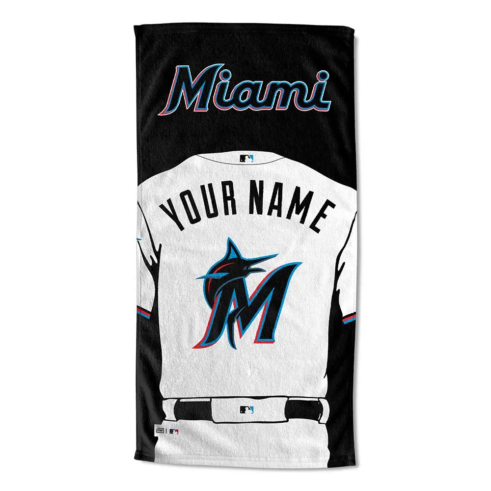 MLB Miami Marlins Jersey Personalized Beach Towel 30x60 Inches