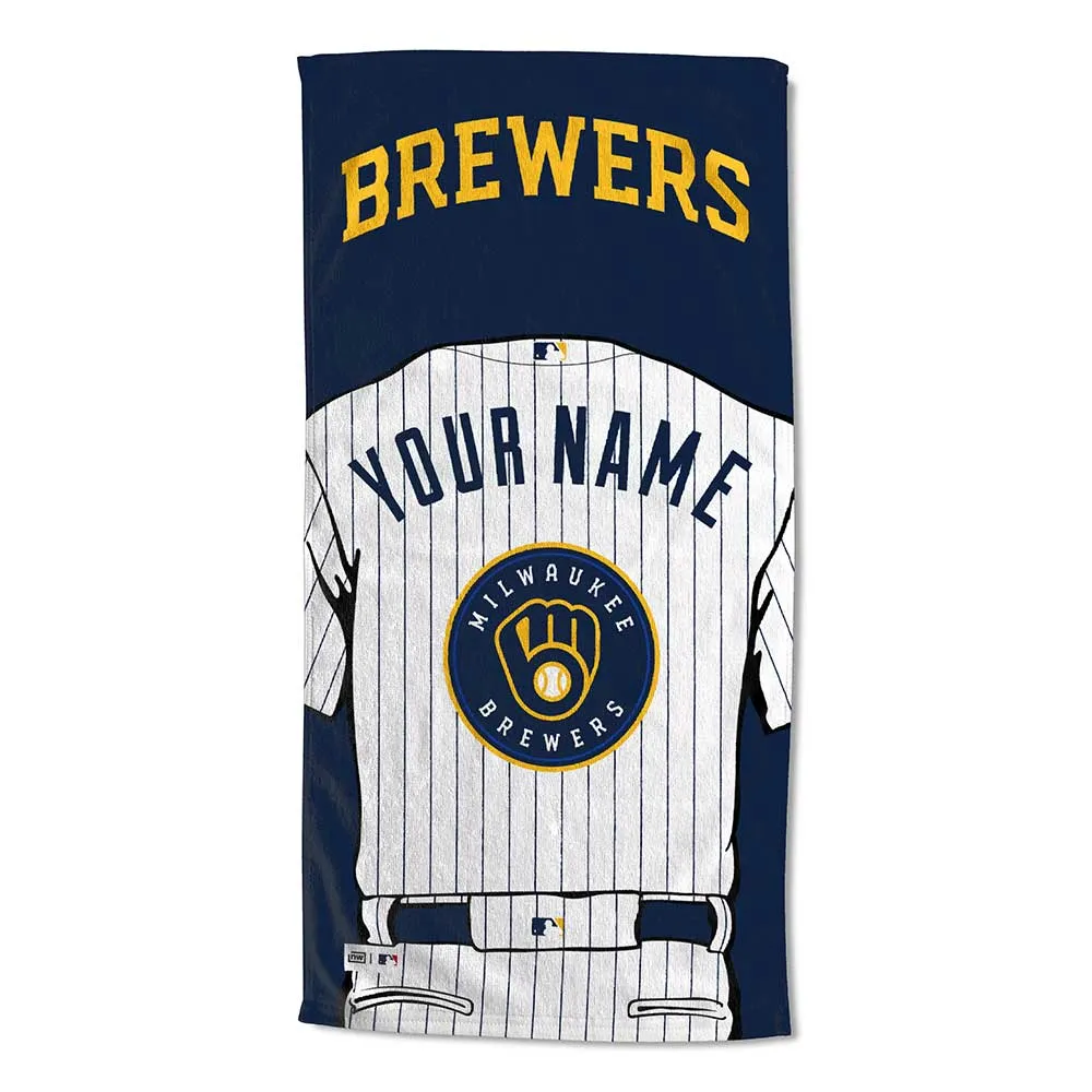 MLB Milwaukee Brewers Jersey Personalized Beach Towel 30x60 Inches