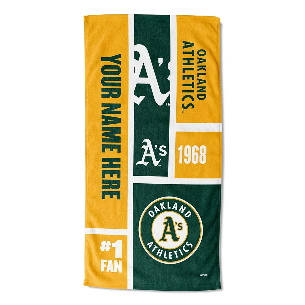 MLB Oakland Athletics Colorblock Personalized Beach Towel 30x60 Inches