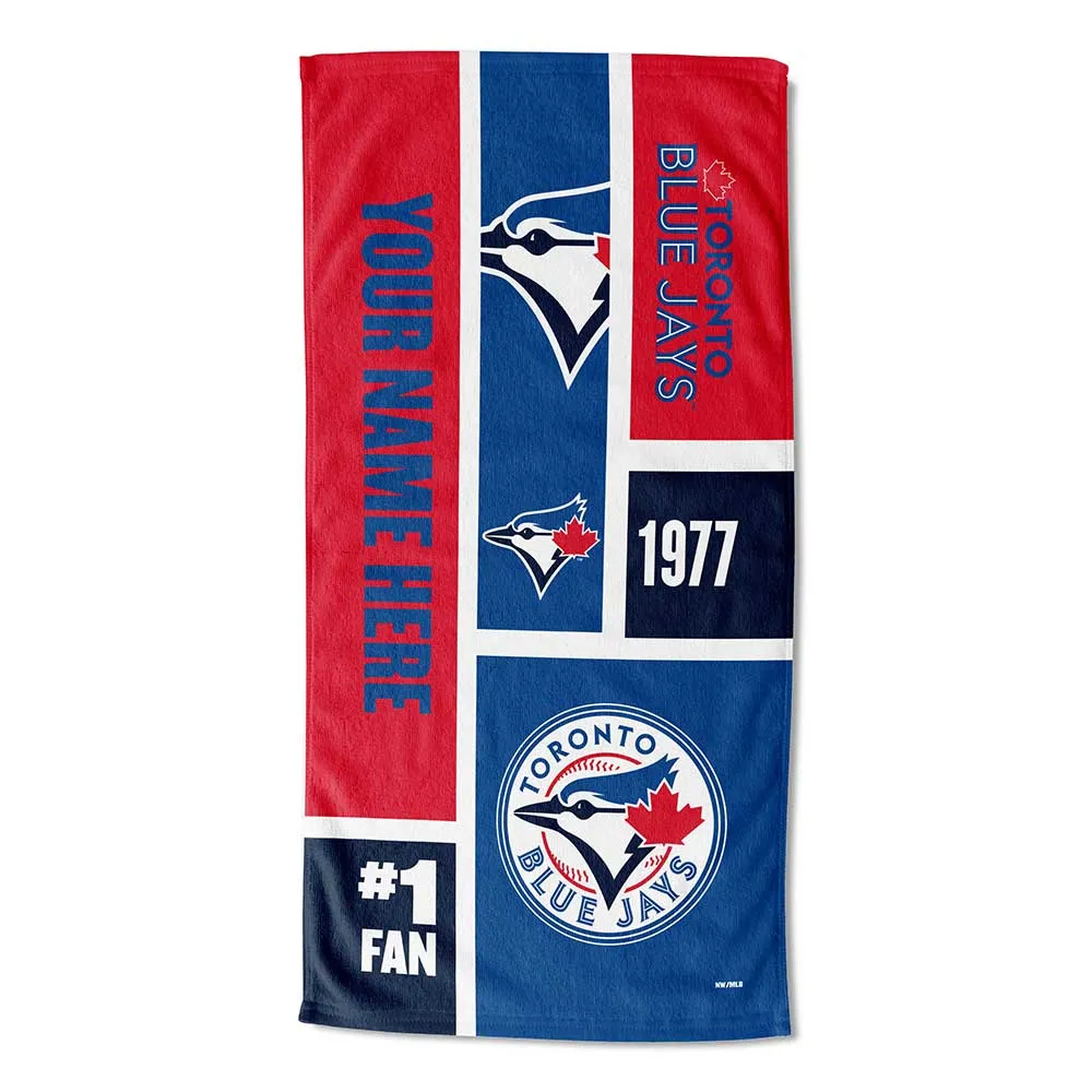 MLB Toronto Blue Jays Colorblock Personalized Beach Towel 30x60 Inches