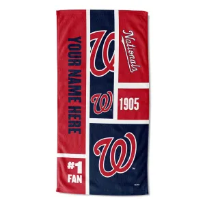 MLB Washington Nationals Colorblock Personalized Beach Towel 30x60 Inches