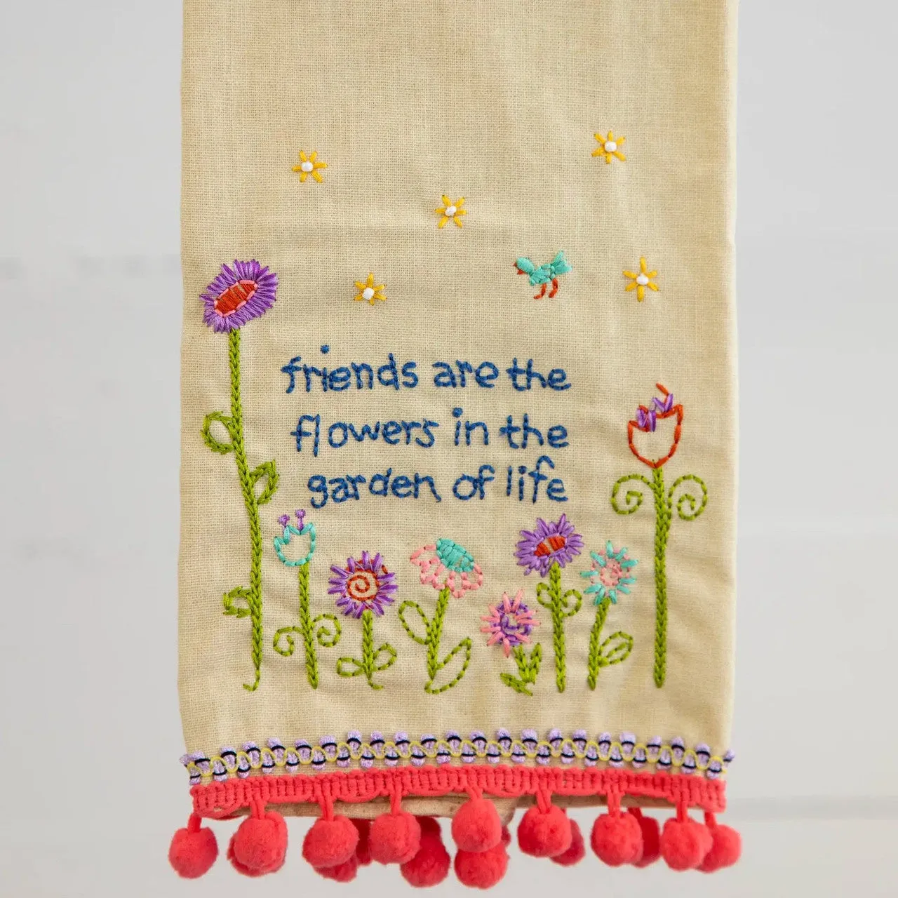 Natural Life Linen Embroidered Hand Towel - Friends