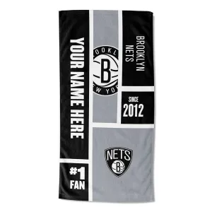 NBA Brooklyn Nets Colorblock Personalized Beach Towel 30x60 Inches