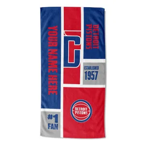 NBA Detroit Pistons Colorblock Personalized Beach Towel 30x60 Inches