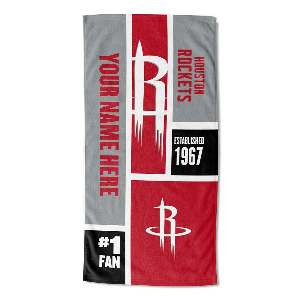 NBA Houston Rockets Colorblock Personalized Beach Towel 30x60 Inches