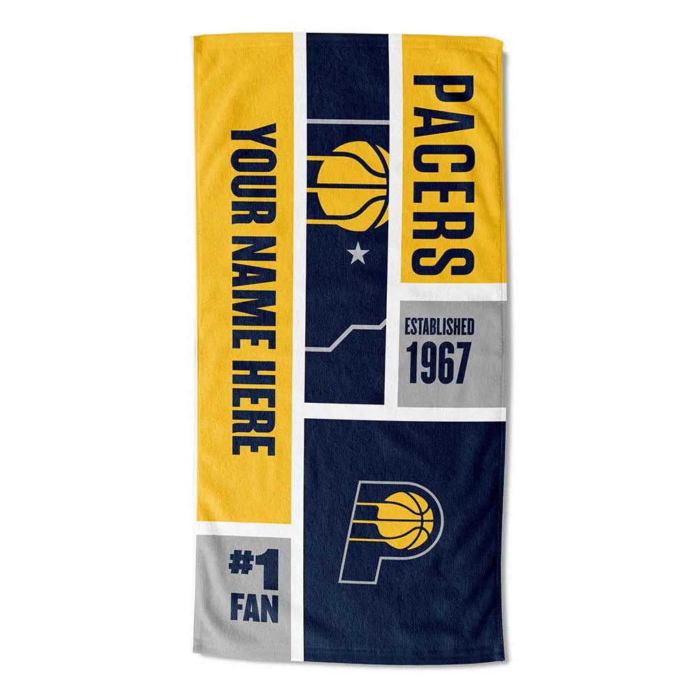 NBA Indiana Pacers Colorblock Personalized Beach Towel 30x60 Inches