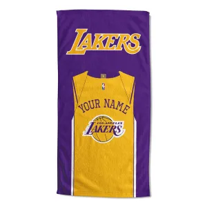 NBA Los Angeles Lakers Jersey Personalized Beach Towel 30x60 Inches