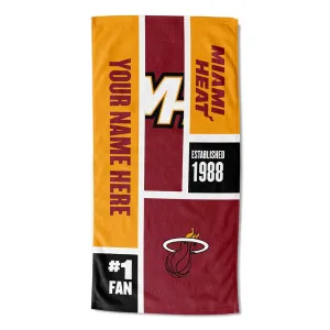 NBA Miami Heat Colorblock Personalized Beach Towel 30x60 Inches