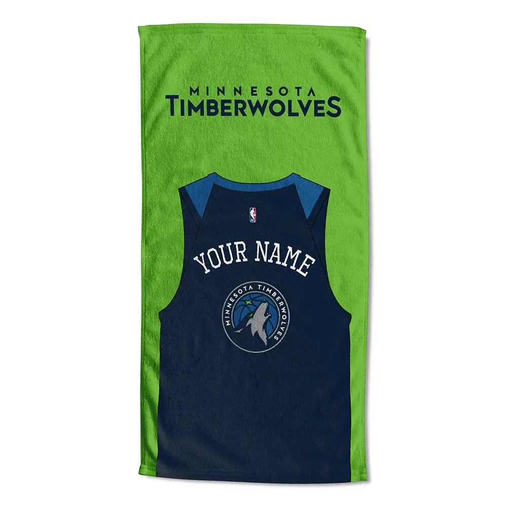 NBA Minnesota Timberwolves Jersey Personalized Beach Towel 30x60 Inches