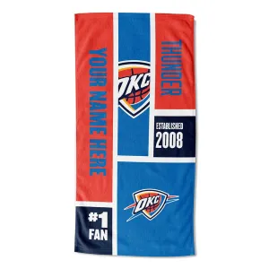 NBA Oklahoma City Thunder Colorblock Personalized Beach Towel 30x60 Inches