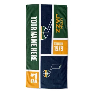 NBA Utah Jazz Colorblock Personalized Beach Towel 30x60 Inches