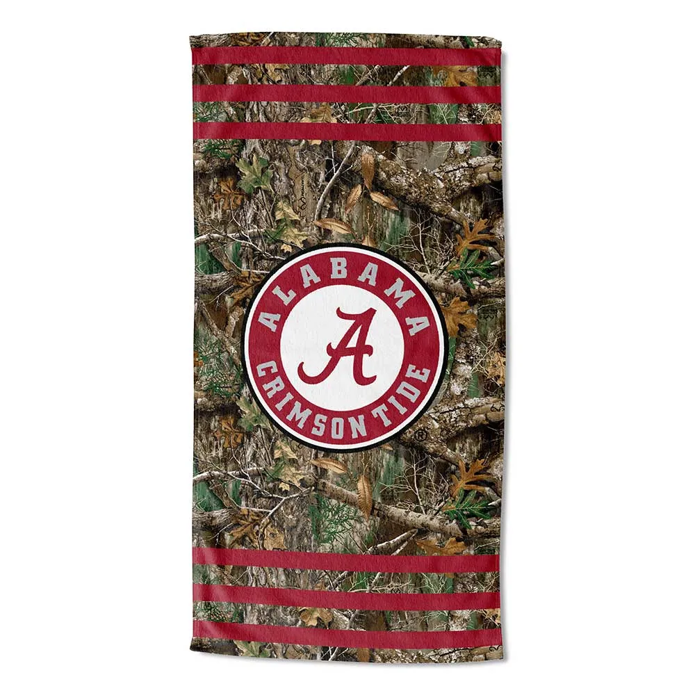 NCAA Alabama Crimson Tide Realtree Stripes Beach Towel 30x60 Inches