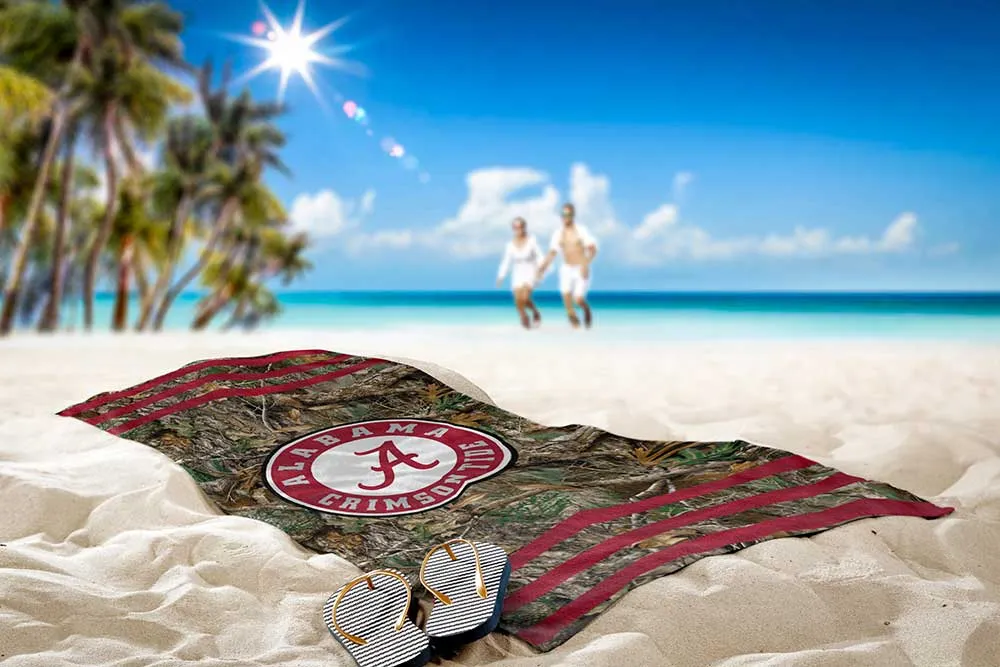 NCAA Alabama Crimson Tide Realtree Stripes Beach Towel 30x60 Inches