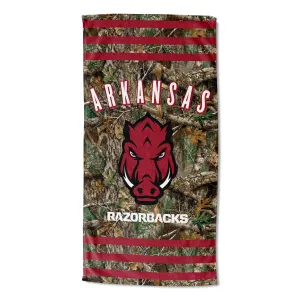 NCAA Arkansas Razorbacks Realtree Stripes Beach Towel 30x60 Inches