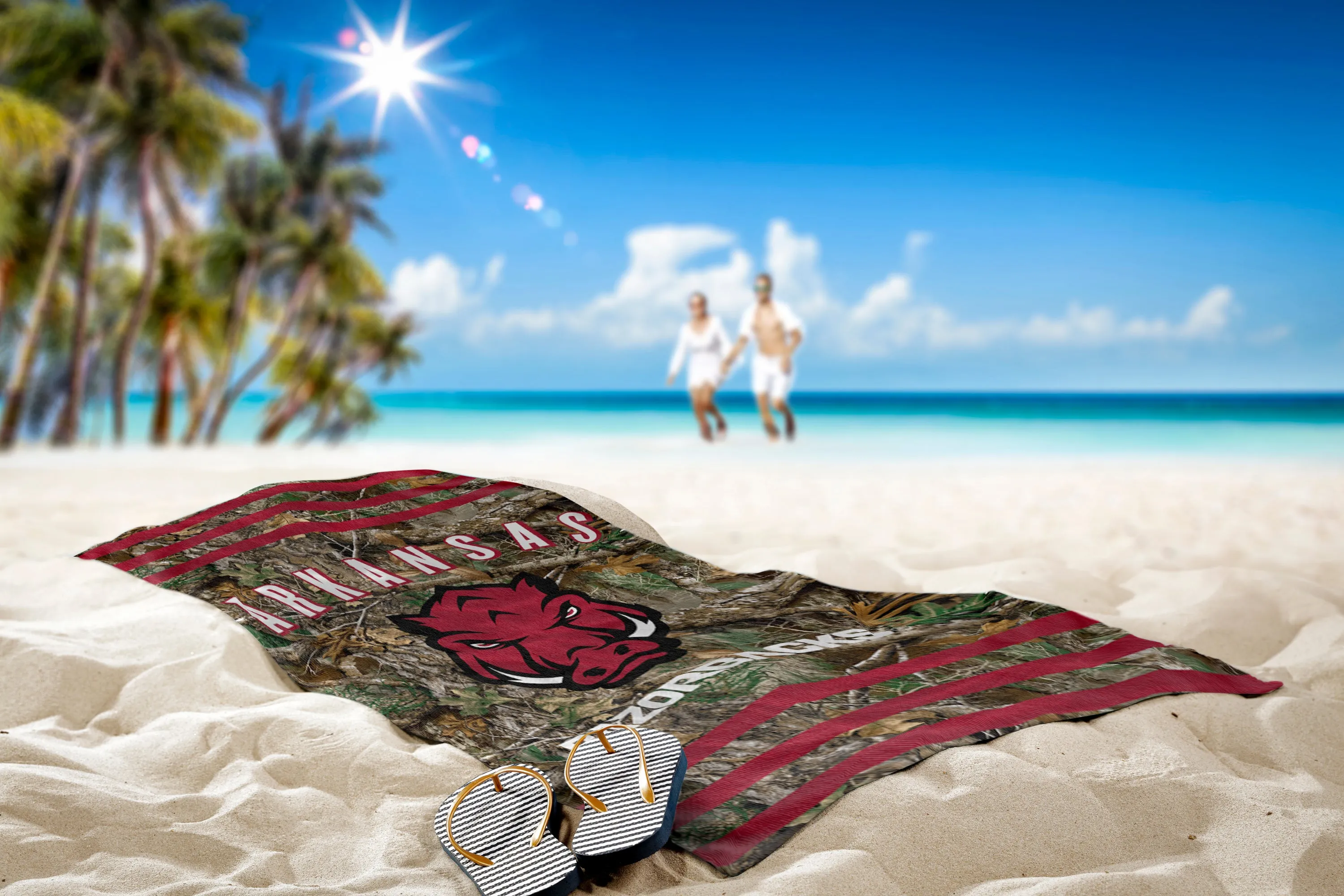 NCAA Arkansas Razorbacks Realtree Stripes Beach Towel 30x60 Inches